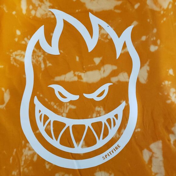 Spitfire SIZE M Womens Unisex Orange Tie Dye LOGO T-Shirt Short Sleeve FLAW - Picture 7 of 14